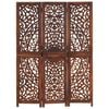 vidaXL Hand carved 3-Panel Room Divider Brown 120x165 cm Solid Mango Wood