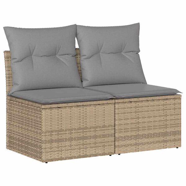 vidaXL 2 Piece Garden Sofa Set with Cushions Beige Poly Rattan Acacia