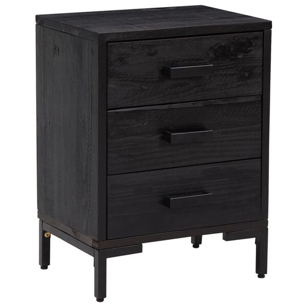 vidaXL Bedside Cabinets 2 pcs Black 40x30x55 cm Solid Wood Pine