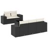 vidaXL 6 Piece Garden Sofa Set with Cushions Black Poly Rattan