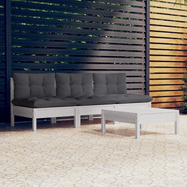 vidaXL 4 Piece Garden Lounge Set with Anthracite Cushions Pinewood