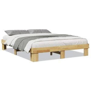 vidaXL Bed Frame without Mattress 135x190 cm Solid Wood Oak