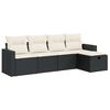 vidaXL 5 Piece Garden Sofa Set with Cushions Black Poly Rattan