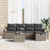 vidaXL Garden Sofa Set with Cushion Manual 6 pcs Grey Poly Rattan