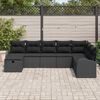 vidaXL Sofa Set with Cushion with Storage Manual Black Poly Rattan