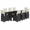 vidaXL 9 Piece Garden Bistro Set with Cushions Black Poly Rattan