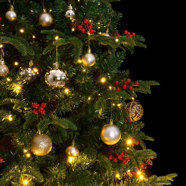 vidaXL Artificial Hinged Christmas Tree 300 LEDs & Ball Set 180 cm