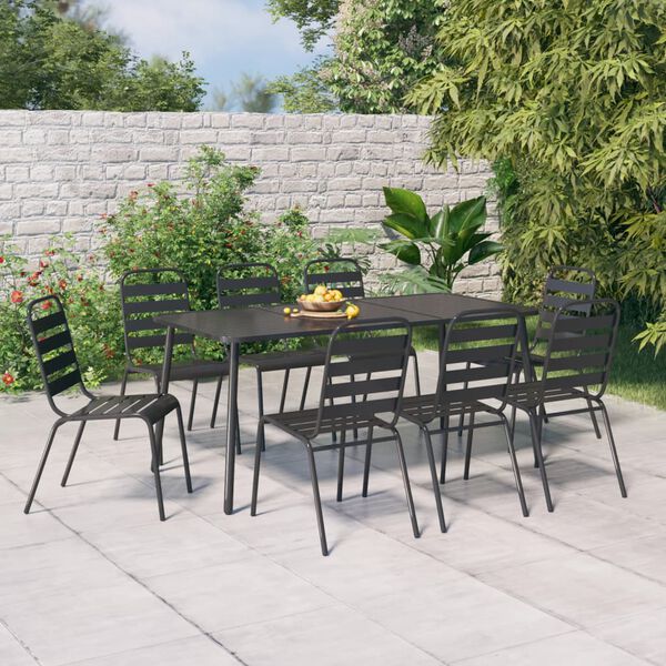 vidaXL 9 Piece Garden Dining Set Anthracite Steel