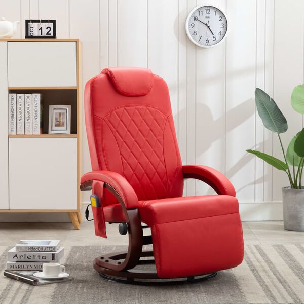 vidaXL TV Massage Recliner Red Faux Leather