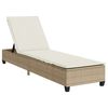 vidaXL Sun Lounger with Cushions Beige 55x200x25,5cm Poly Rattan