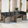 vidaXL Garden Sofa Set with Cushion Manual 8 pcs Grey Poly Rattan