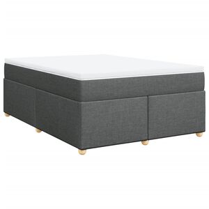 vidaXL Box Spring Bed with Mattress Dark Grey Double Fabric