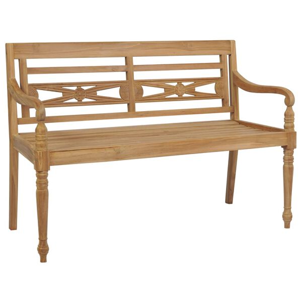 vidaXL Batavia Bench with Cream Cushion 150 cm Solid Teak Wood