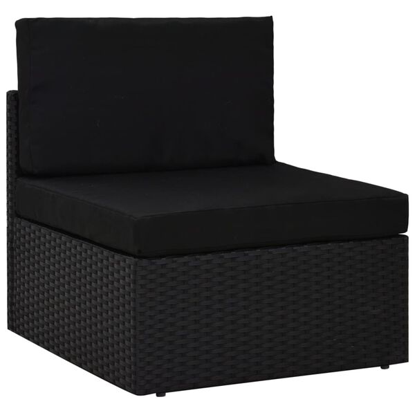 vidaXL 9 Piece Garden Lounge Set with Cushions Black Poly Rattan