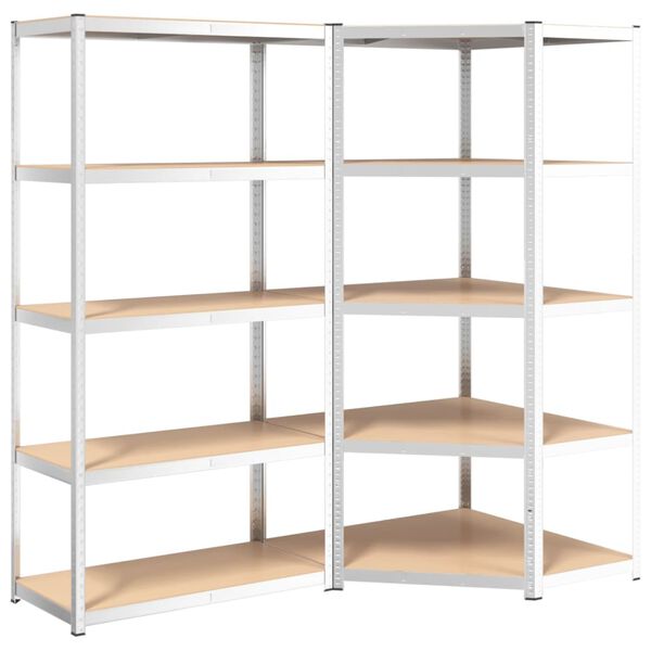 vidaXL 5-Layer Heavy-duty Shelves 2 pcs Silver Steel&Engineered Wood