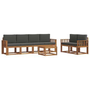 vidaXL Outdoor Sofa Set with Cushion 7 pcs Natural and Anthracite