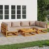 vidaXL 7 Piece Garden Lounge Set with Taupe Cushions Solid Wood