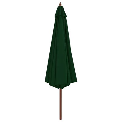 vidaXL Outdoor Parasol with Wooden Pole 350 cm Green