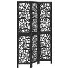 vidaXL Room Divider 3 Panels Black Solid Wood Paulownia
