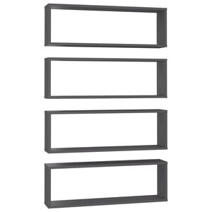 vidaXL Wall Cube Shelf 4 pcs Grey 80x15x26.5 cm Engineered Wood