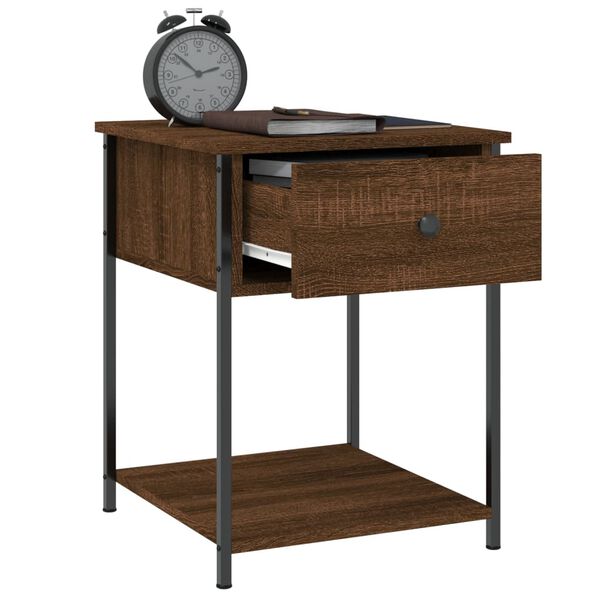 vidaXL Bedside Table Brown Oak 44x45x58 cm Engineered Wood