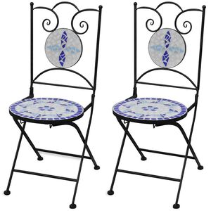 vidaXL Folding Chairs 2 pcs Ceramic Blue and White