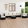 vidaXL 7 Piece Garden Lounge Set with Cushions Poly Rattan Black