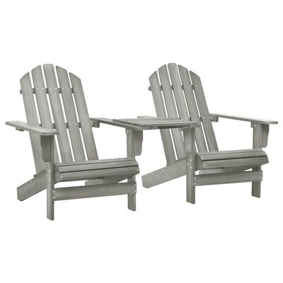 vidaXL Garden Adirondack Chairs with Tea Table Solid Fir Wood Grey
