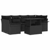 vidaXL Garden Sofa Set 7 pcs Black Poly Rattan