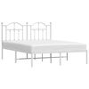 vidaXL Metal Bed Frame without Mattress with Headboard White 135x190cm
