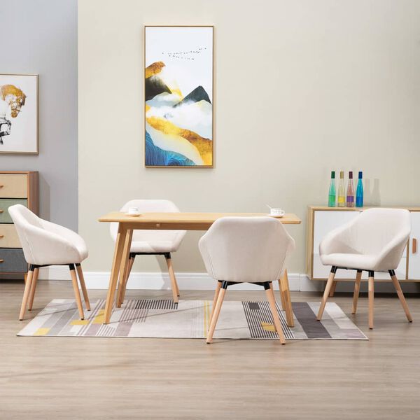 vidaXL Dining Chairs 4 pcs Cream Fabric
