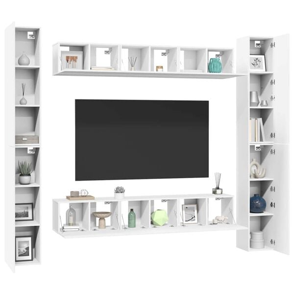 vidaXL 6 Piece TV Cabinet Set White Engineered Wood