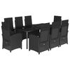 vidaXL 9 Piece Garden Dining Set with Cushions Black Poly Rattan