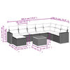 vidaXL 9 Piece Garden Sofa Set with Cushions Black Poly Rattan