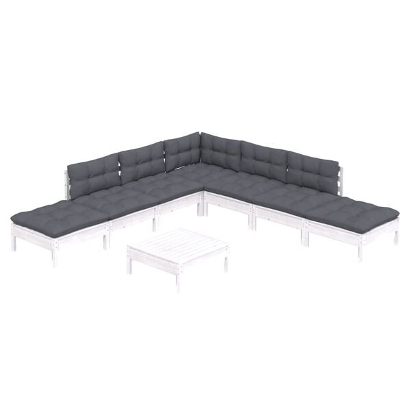 vidaXL 8 Piece Garden Lounge Set with Cushions White Pinewood