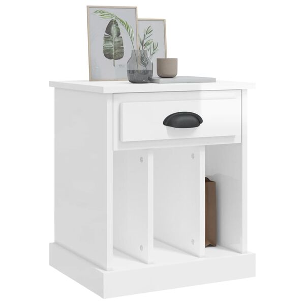 vidaXL Bedside Cabinets 2 pcs High Gloss White 43x36x50 cm