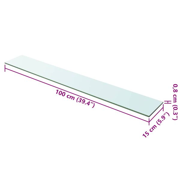 vidaXL Shelf Panel Glass Clear 100x15 cm