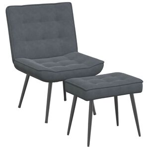 vidaXL Relaxing Chair with Stool Dark Grey Velvet