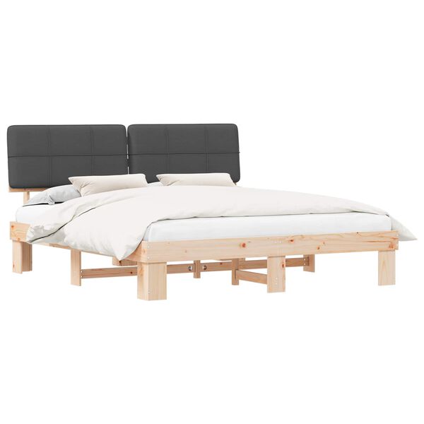 vidaXL Bed Frame with Upholstered Headboard Dark Grey 180 x 200 cm