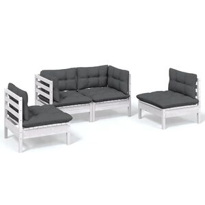 vidaXL 4 Piece Garden Lounge Set with Cushions Solid Pinewood