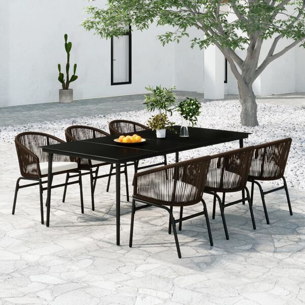 vidaXL 7 Piece Garden Dining Set Brown