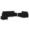 vidaXL 3 Piece Sofa Set with Cushions Black Fabric