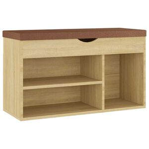 vidaXL Shoe Bench with Cushion Sonoma Oak 80x30x47 cm Engineered Wood