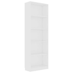 vidaXL 5-Tier Book Cabinet White 60x24x175 cm Engineered Wood