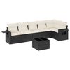 vidaXL 7 Piece Garden Sofa Set with Cushions Black Poly Rattan
