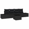 vidaXL Garden Sofa Set 5 pcs Black Poly Rattan