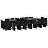 vidaXL 17 Piece Garden Dining Set with Cushions Black Poly Rattan