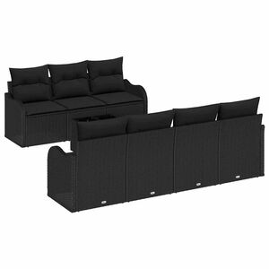 vidaXL Garden Sofa Set 8 pcs 7-Seater Black