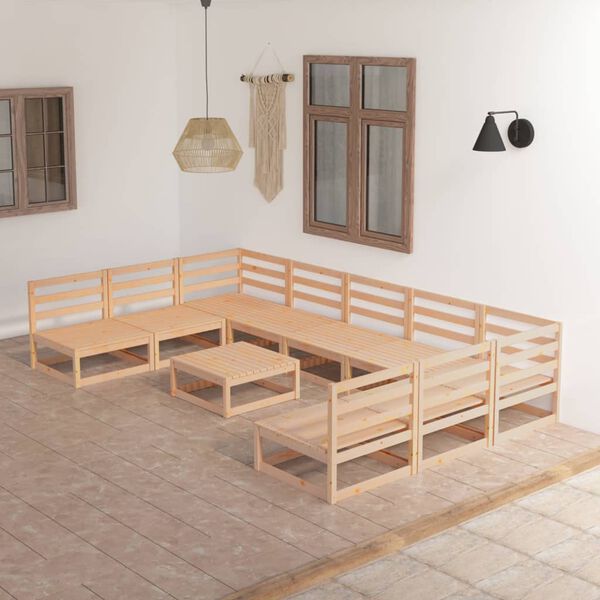 vidaXL 10 Piece Garden Lounge Set Solid Wood Pine