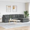 vidaXL Modular Sofa with Footstool&Cushions Fabric Dark Grey